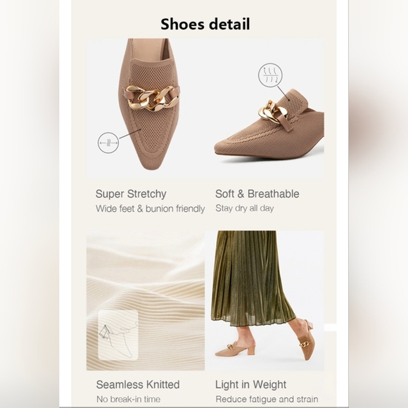 Women's Knit Pointed Toe Chunky Heel Mules #939 - Picture 10 of 15